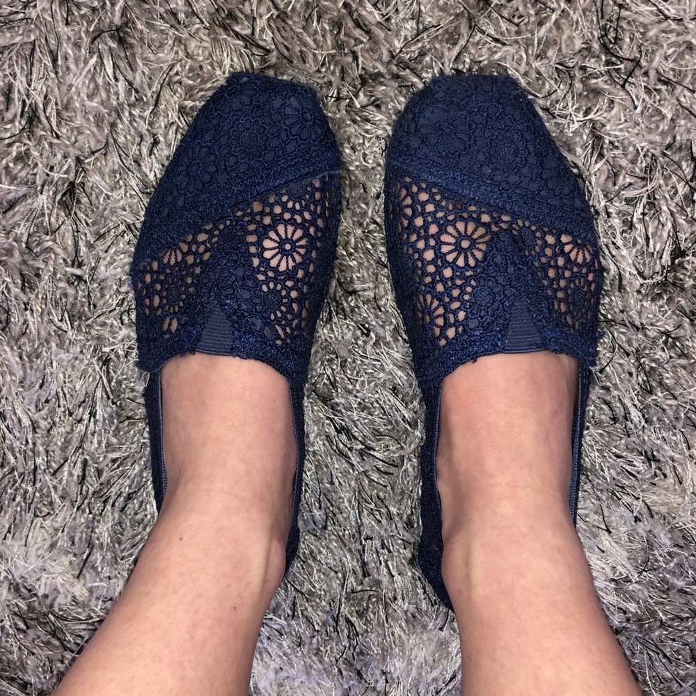 TOMS Navy Alpargata Moroccan Crochet Slip-on